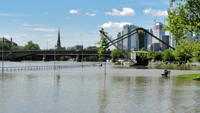 Hochwasserlage in Frankfurt