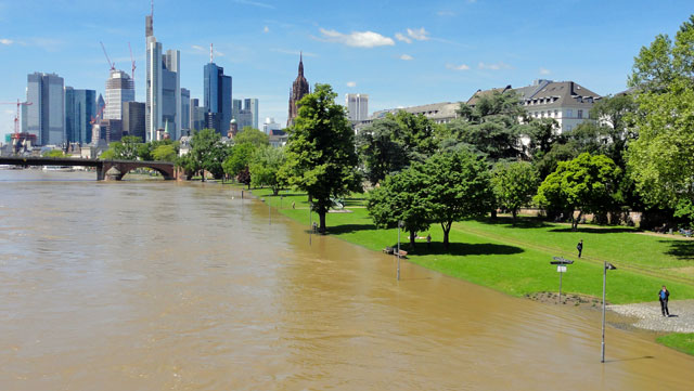 Hochwasserlage in Frankfurt