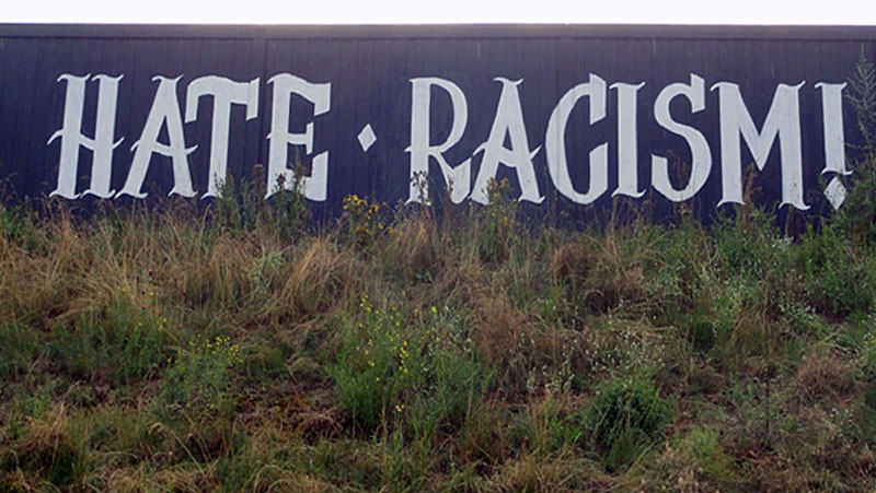 LOVE FOOTBALL HATE RACISM GRAFFITI IN FRANKFURT BY FRANKFURTER FANPROJEKT