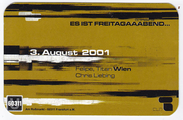 10 Party-Flyer aus Frankfurt für das Jahr 2001