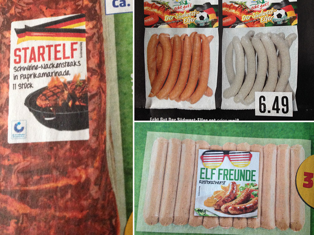Supermärkte und ihre Produkte anlässlich der Europameisterschaft 2016 in Frankreich. 