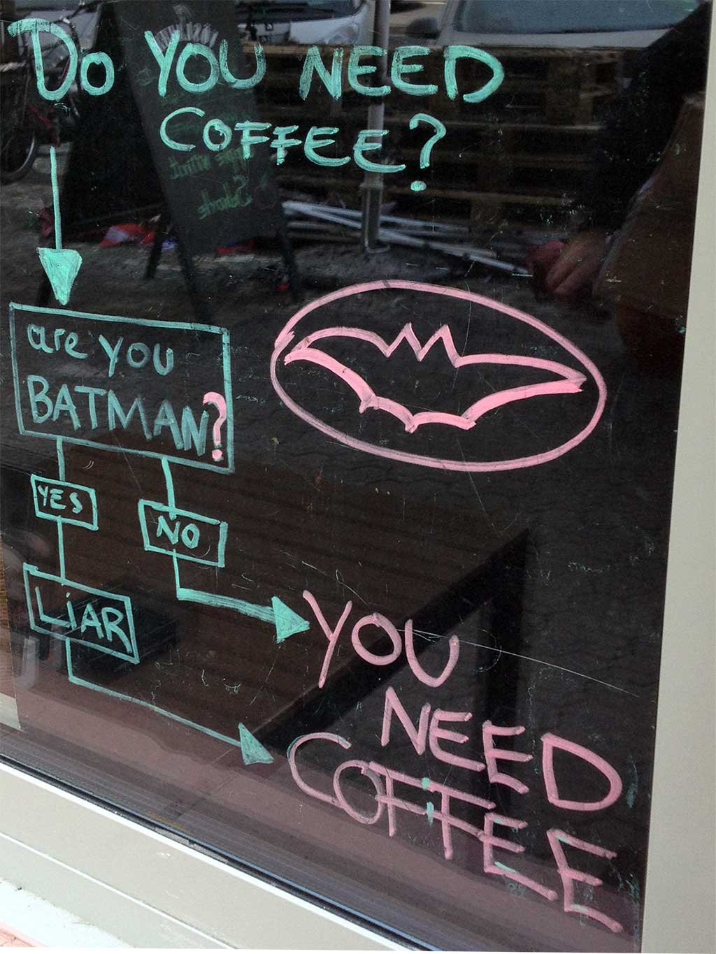 Café-Kreideaufsteller: Do you need coffee?