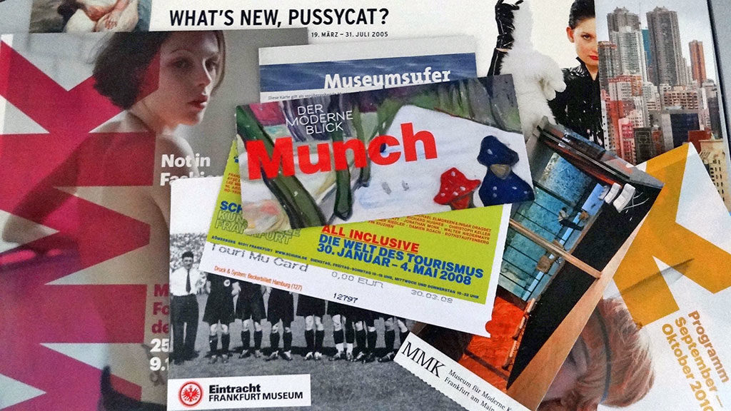 Eintrittskarten und Flyer für Veranstaltungen in Frankfurter Museen und Galerien