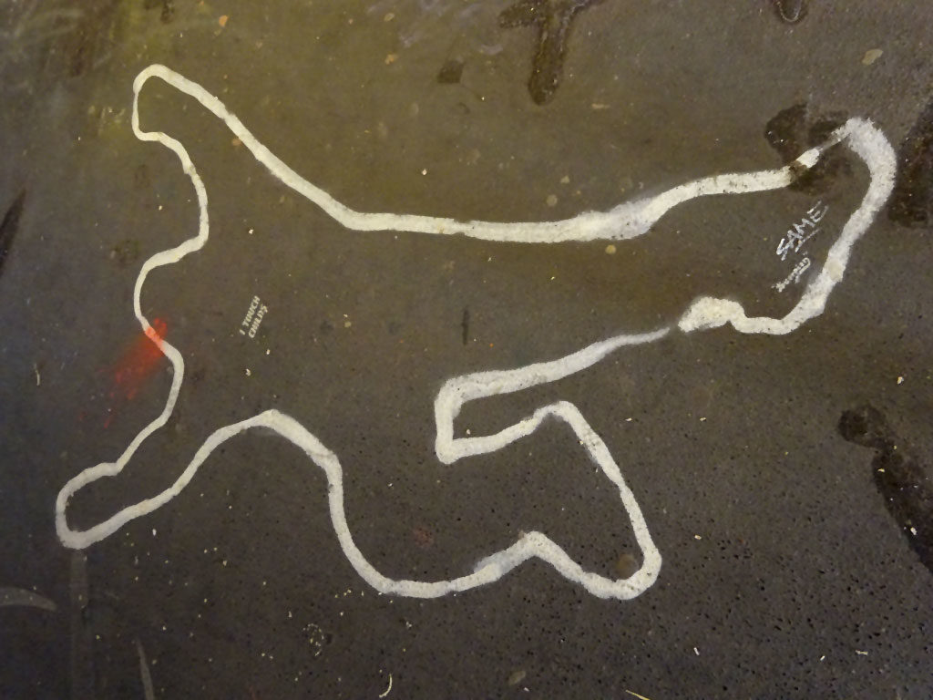 Tatort-Kreidezeichnung-Streetart in Wiesbaden