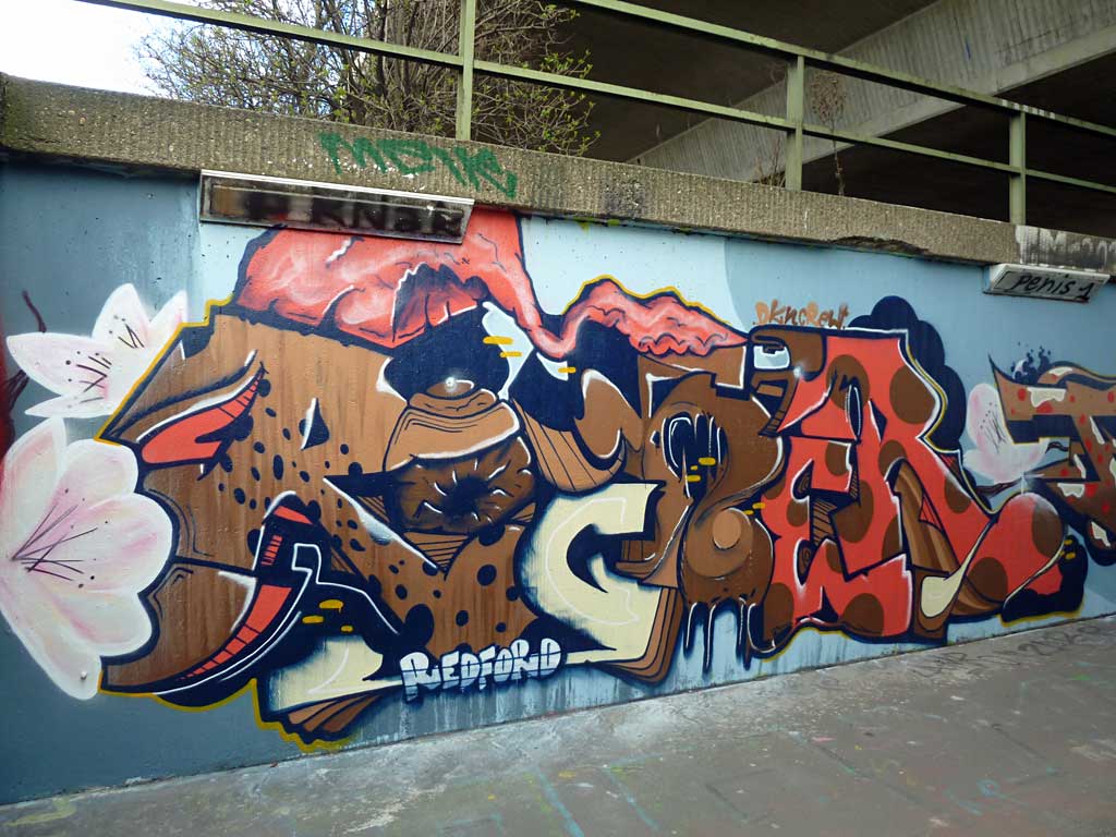 Graffiti an der Hall of Fame in Frankfurt, März 2017