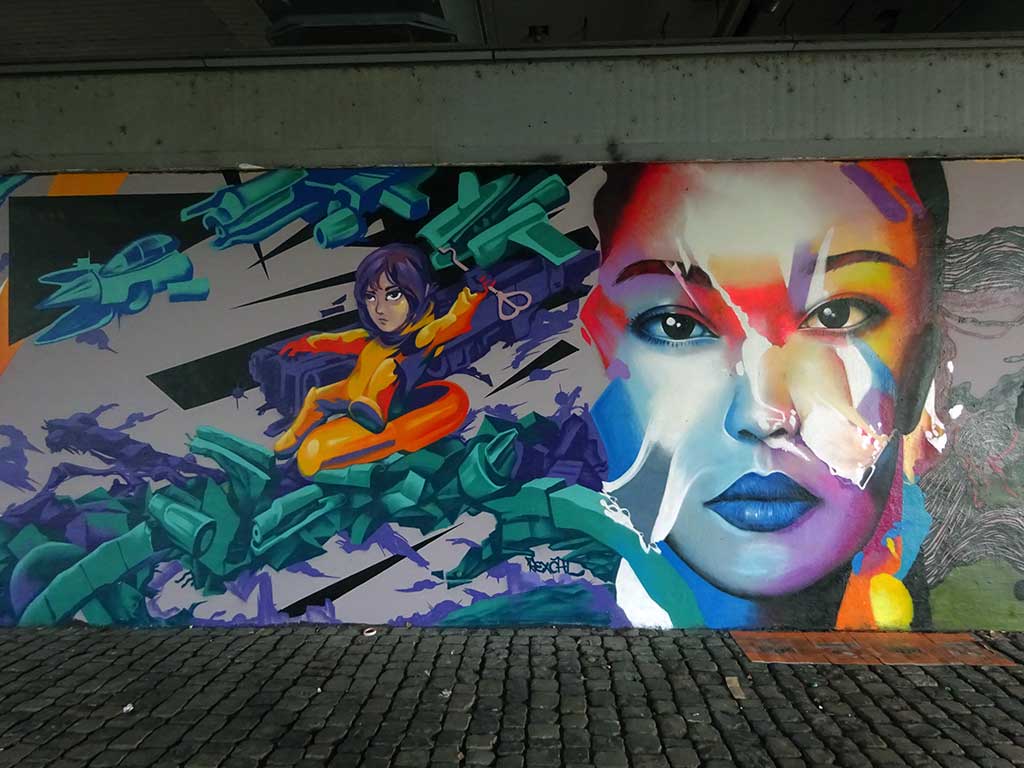 Frankfurt x Guangzhou: Partnerstädte-Graffiti an der Friedensbrücke
