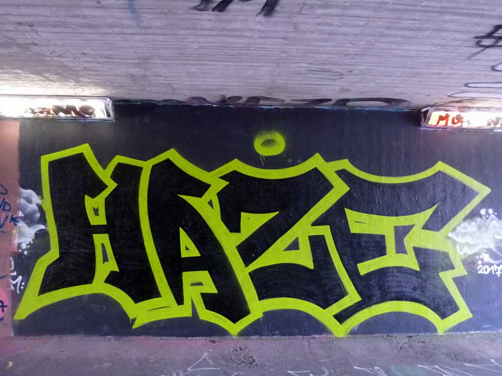 Graffiti an der Hall of Fame in Frankfurt, März 2017