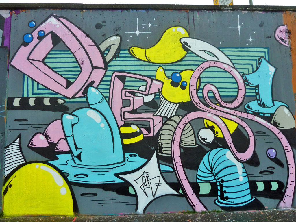 Graffiti an der Hall of Fame in Frankfurt, März 2017