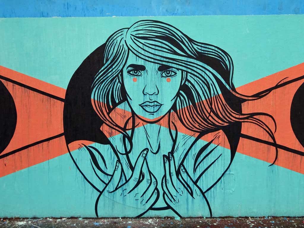 Graffiti bei der Hall of Fame in Frankfurt