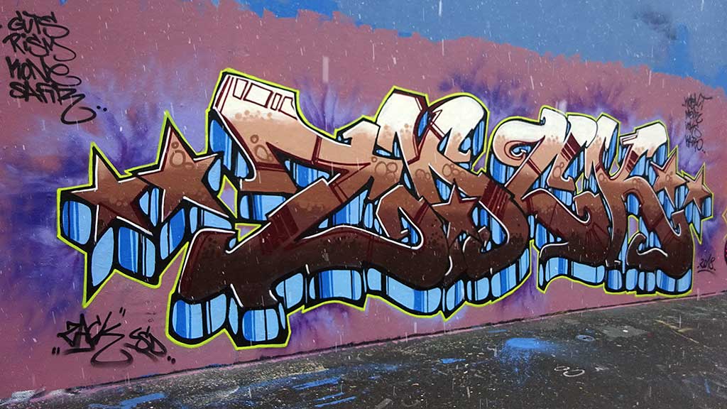 Graffiti an der Hall of Fame in Frankfurt am Main