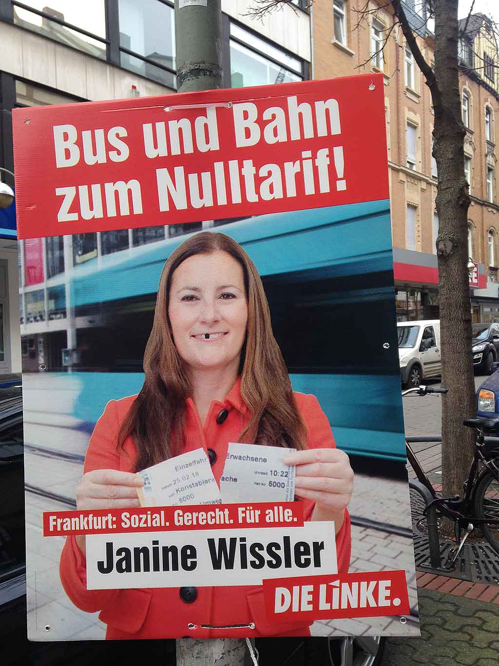 Wahlplakate der Kandidatinnen und Kandidaten zur OB-Wahl 2018 in Frankfurt am Main