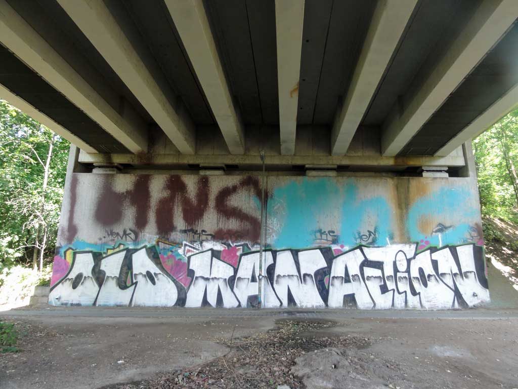 Graffiti unterhalb der Ratswegbrücke in Frankfurt