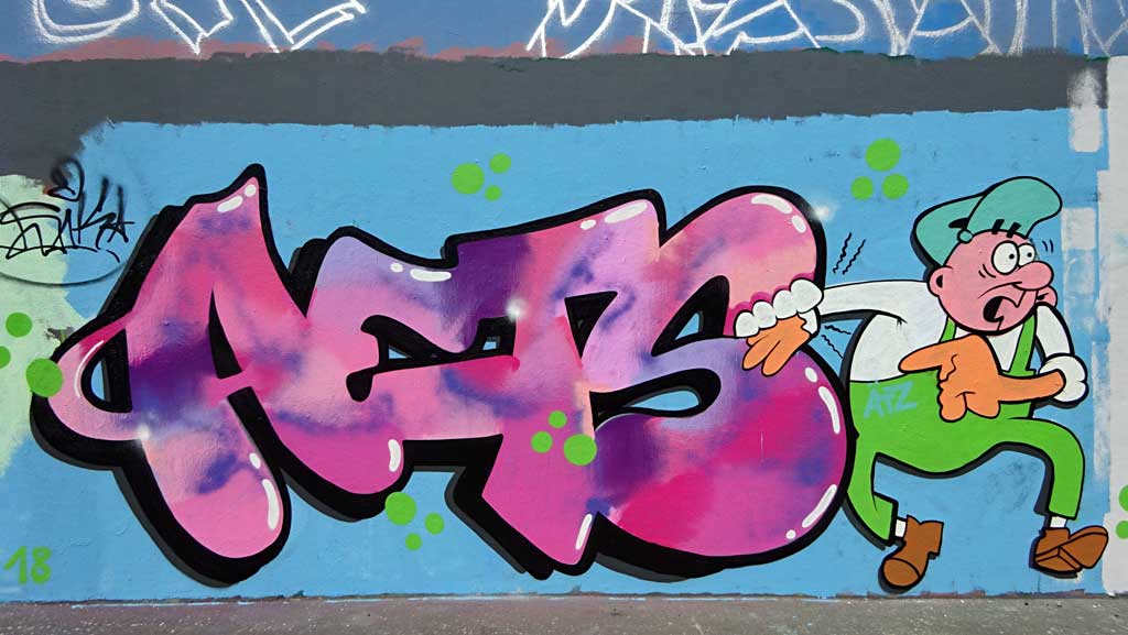 Graffiti am Ratswegkreisel in Frankfurt am Main