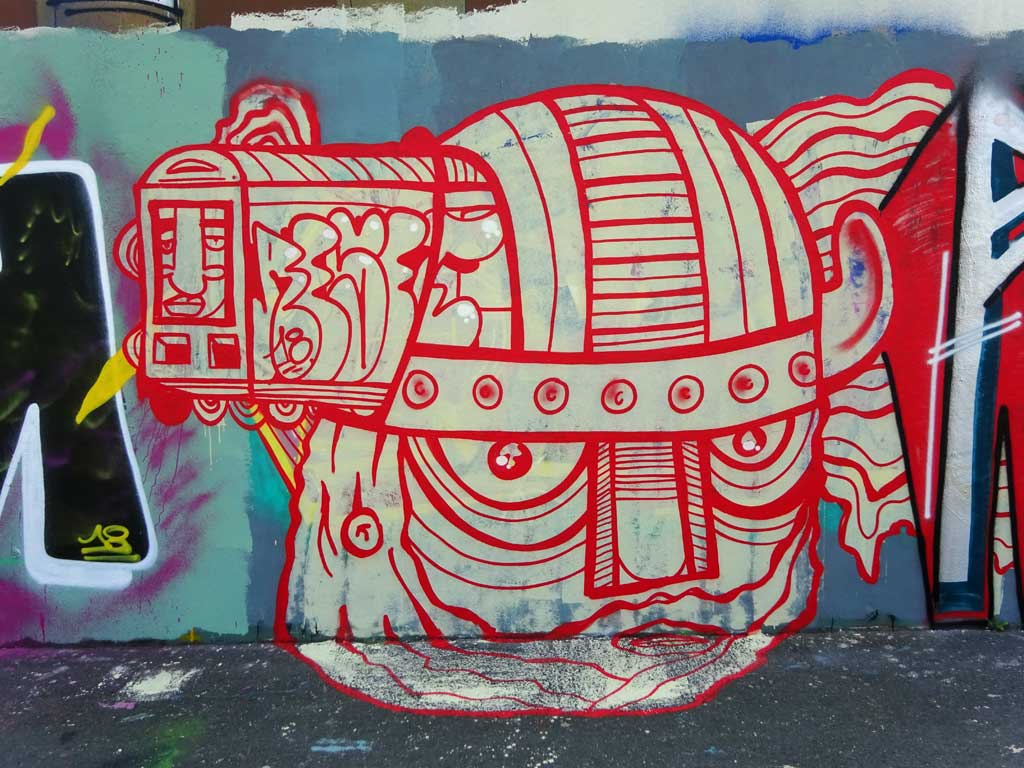 Graffiti am Ratswegkreisel in Frankfurt am Main