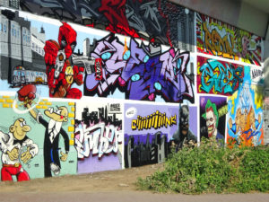Comic-Art-Wall am Niddapark in Frankfurt