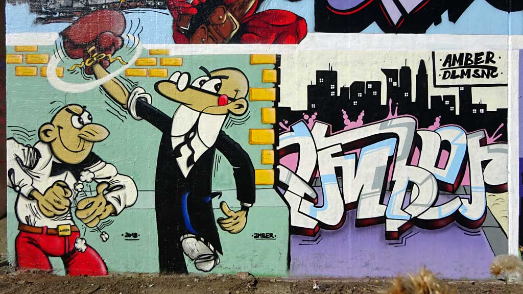 Graffiti in Frankfurt - Comic-Art-Wall am Niddapark