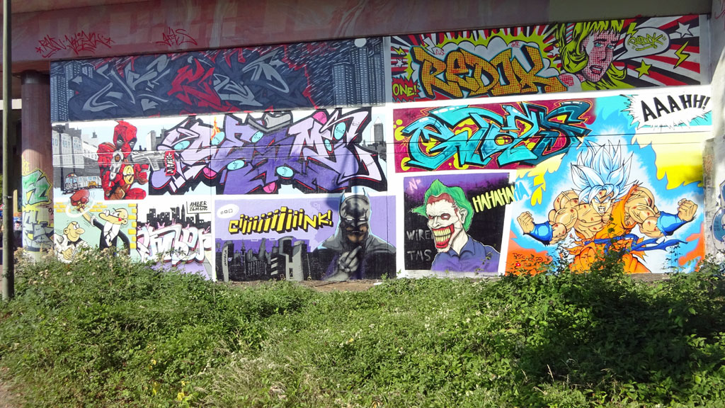Graffiti in Frankfurt - Comic-Art-Wall am Niddapark