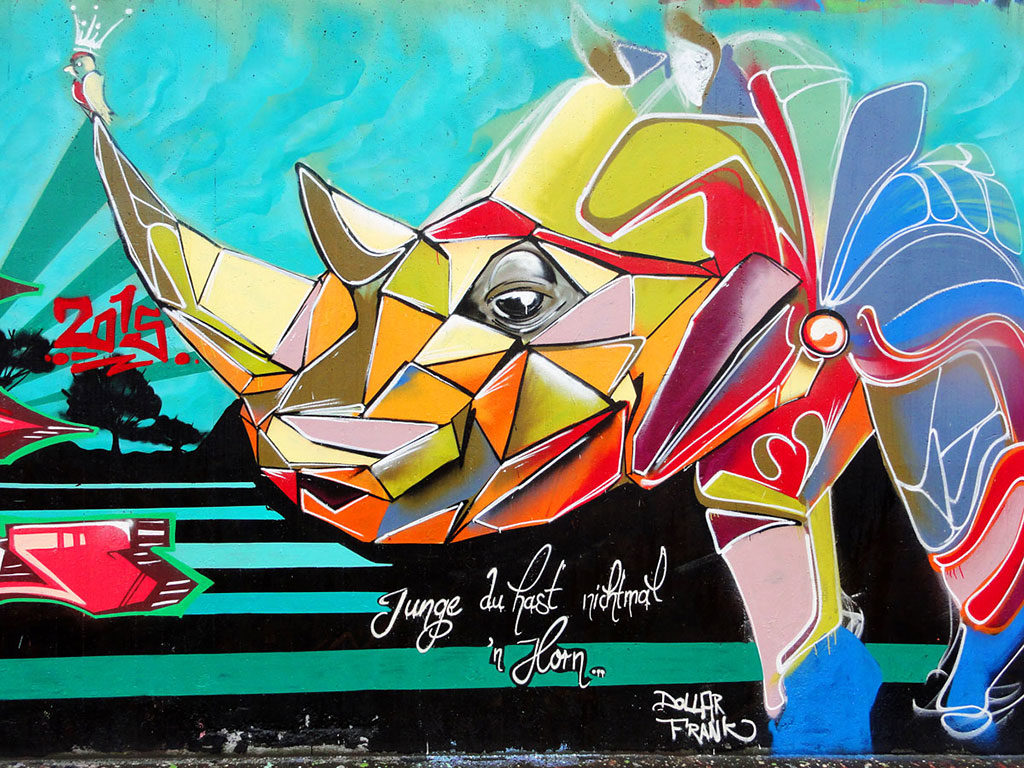 Nashorn-Graffiti von Creis in Frankfurt