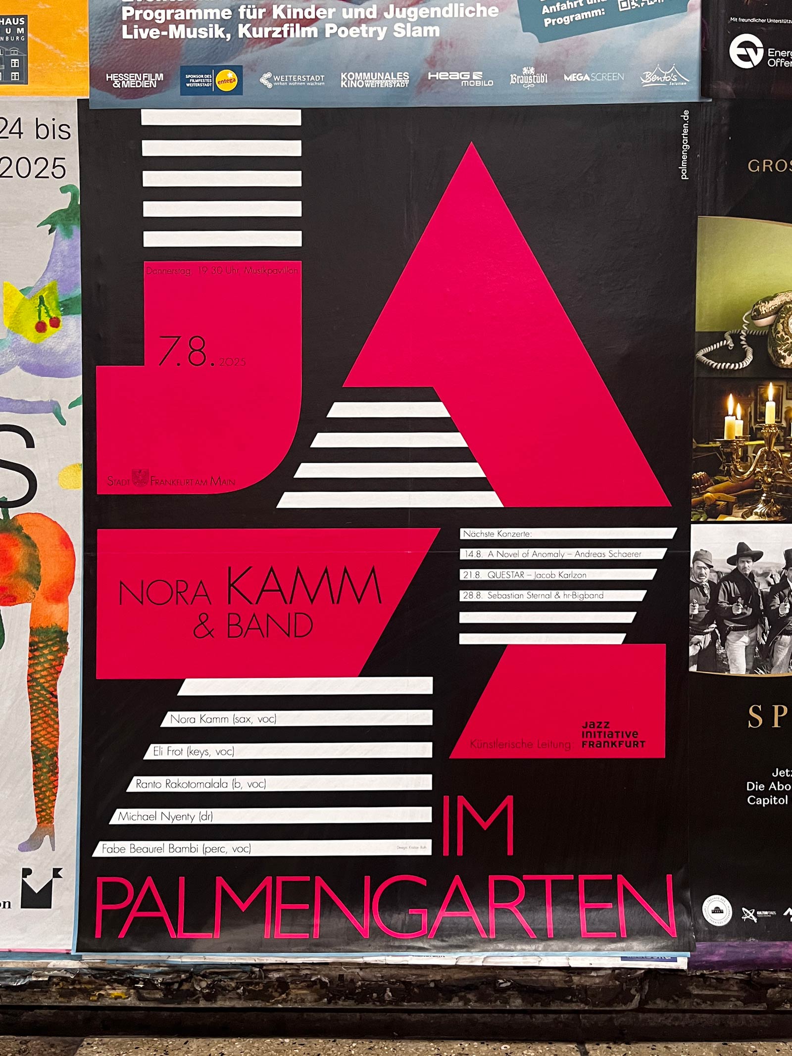 Plakatgestaltung von Kristian Roth für die Veranstaltungsreihe „Jazz im Palmengarten“ – Nora Kamm & Band