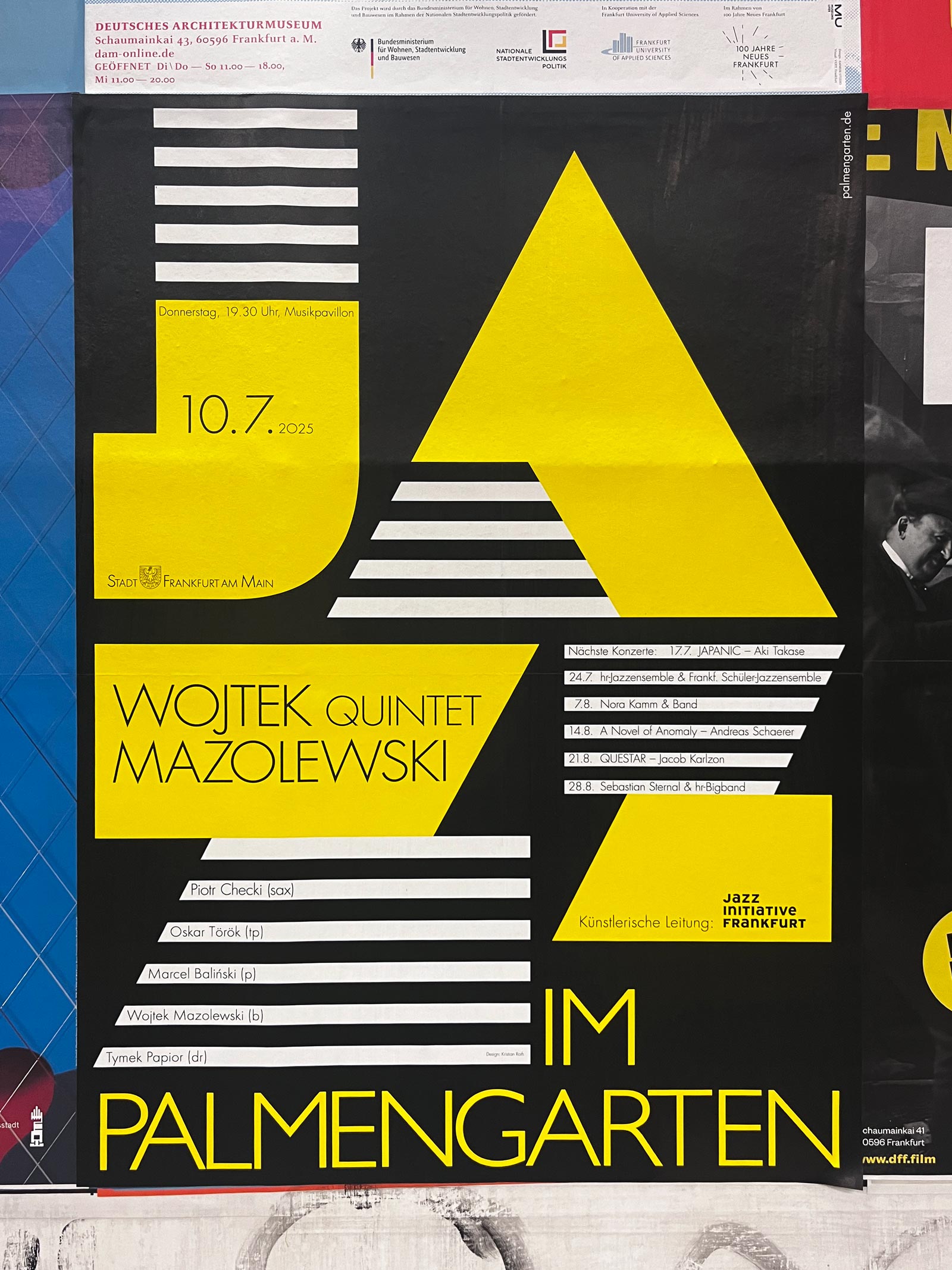 Plakatgestaltung von Kristian Roth für die Veranstaltungsreihe „Jazz im Palmengarten“ – Wojtek Quintet Mazolewski