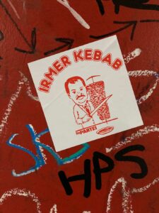 Abwandlung des Döner Kebab Logo - Irmer Kebab - Die Partei