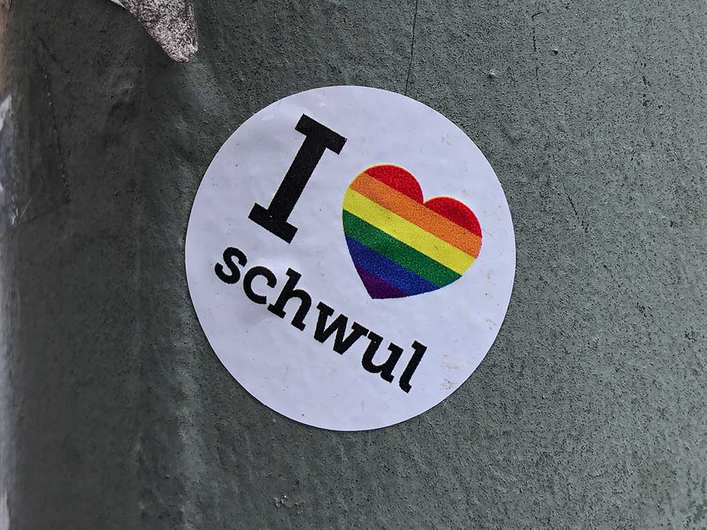 Abwandlung des I love NY Logo: I love schwul