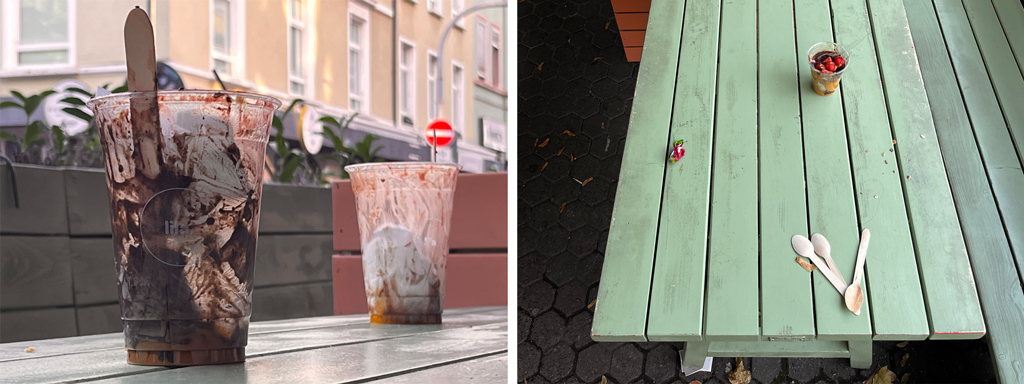 Açaí-Becher-Müll in der unteren Berger Straße