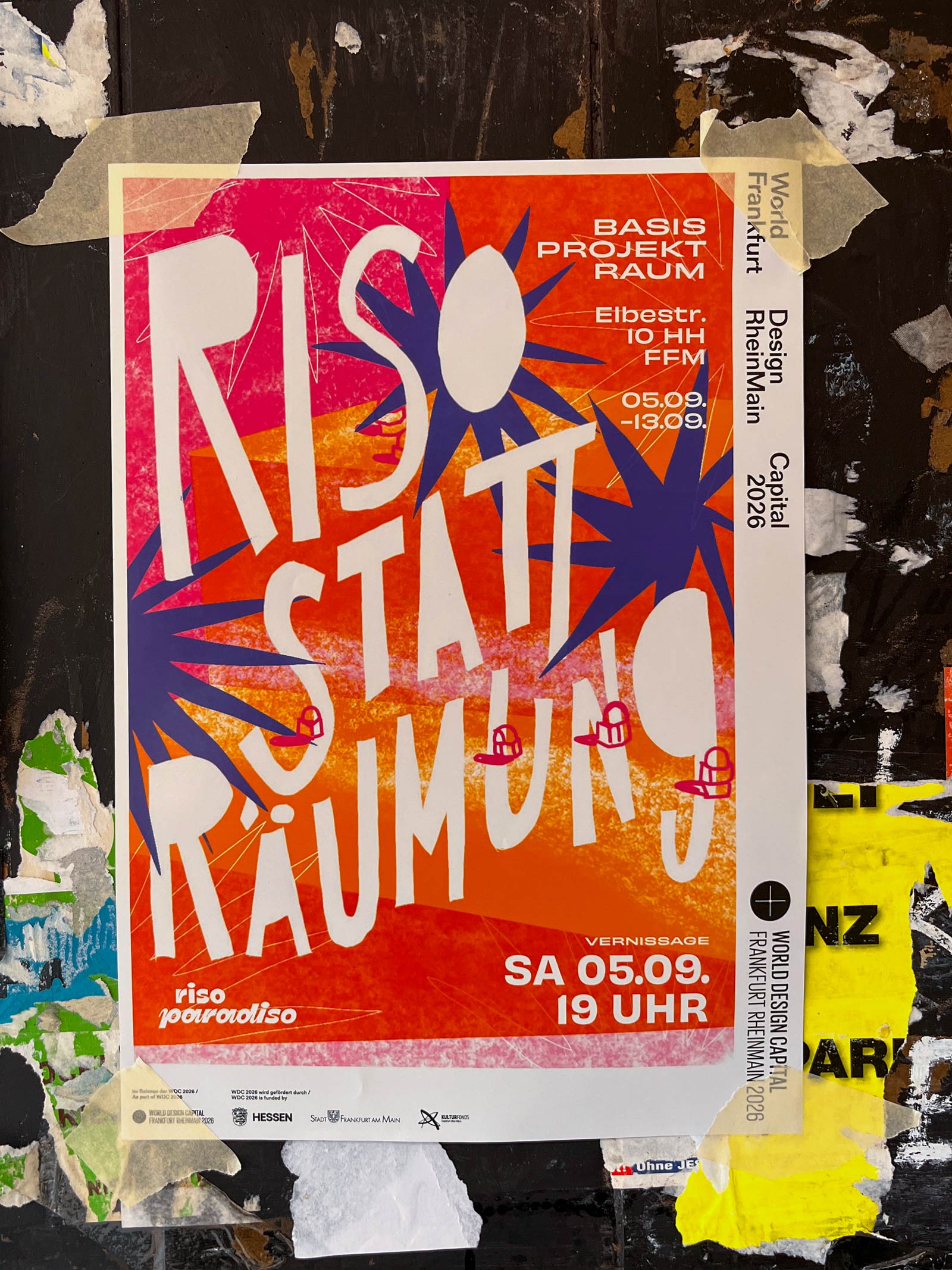 Plakatdesign in Frankfurt: Basis Projektraum – Riso statt Räumung