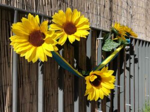 Blau-gelbes Band mit Sonnenblumen