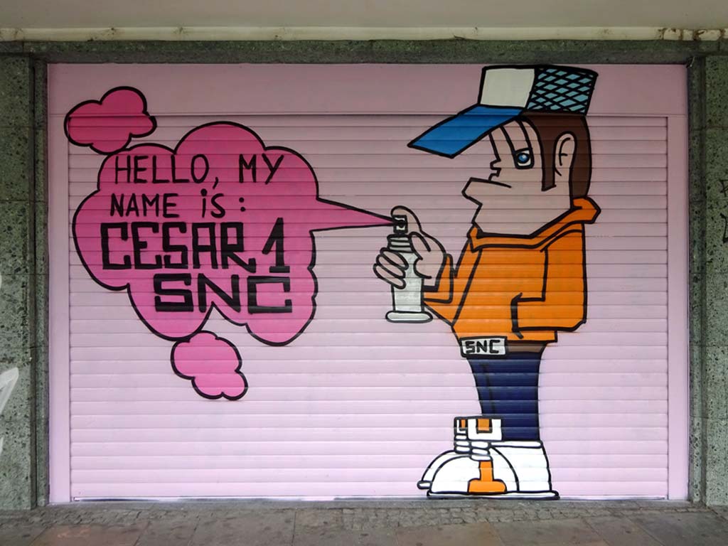 Graffitikunst von Cesar One am Frankfurter Hof