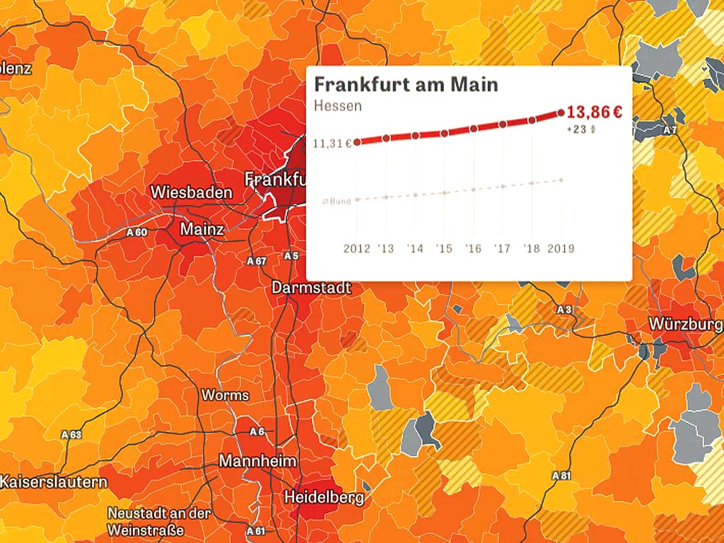 Deutschlandkarte zu den Mietpreisen