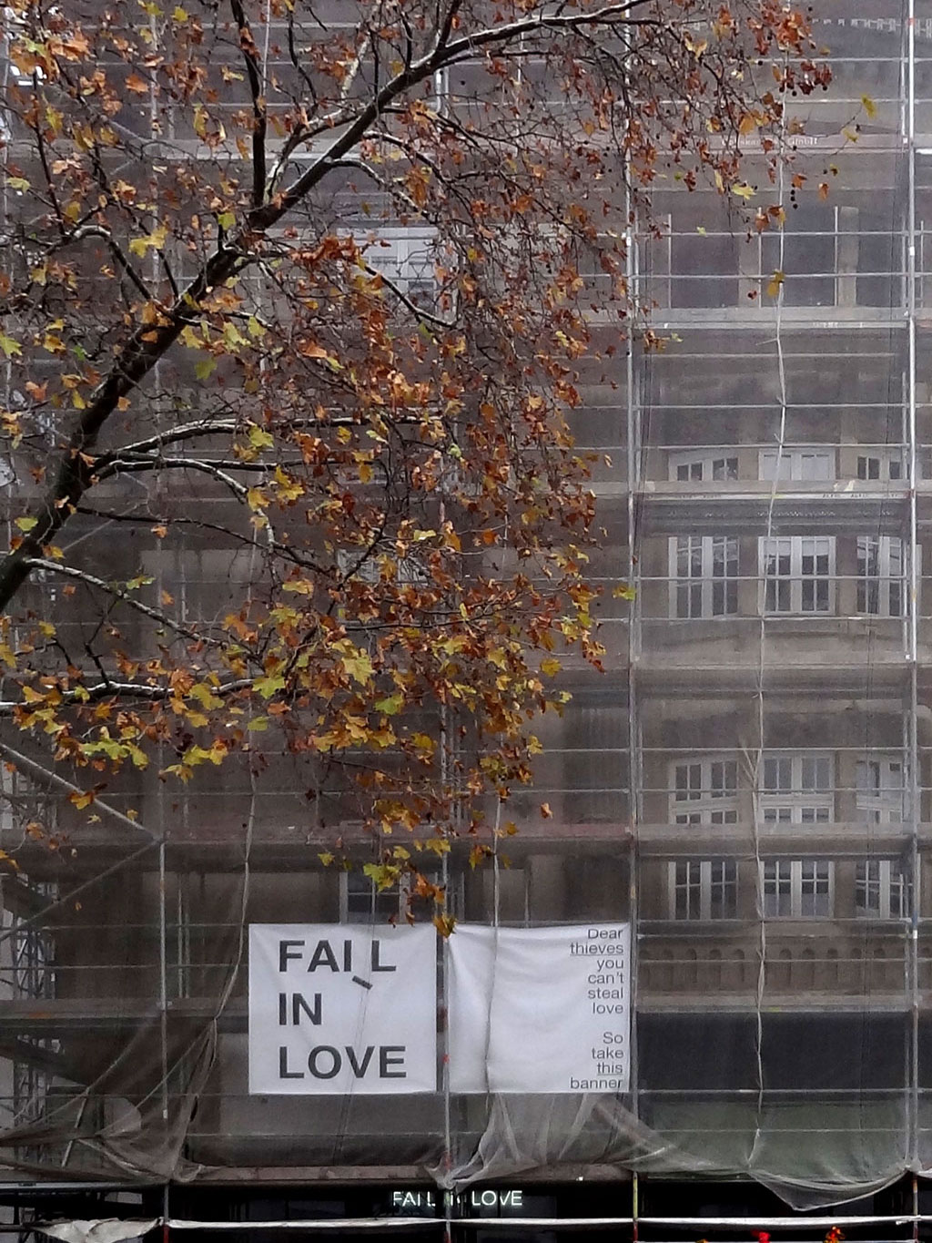 FAIL IN LOVE Banner and Message to Thieves