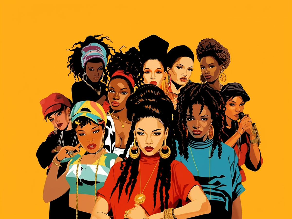 Female Rap in the early 1980's (Image created with the AI Software Midjourney)
