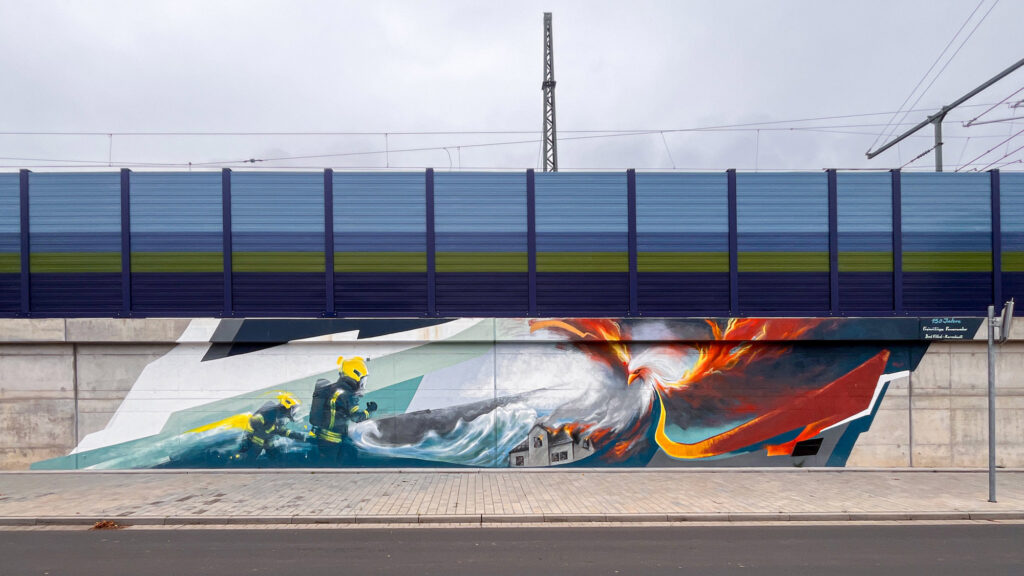 Feuerwehr-Wandbild in Bad Vilbel von Guido Zimmermann