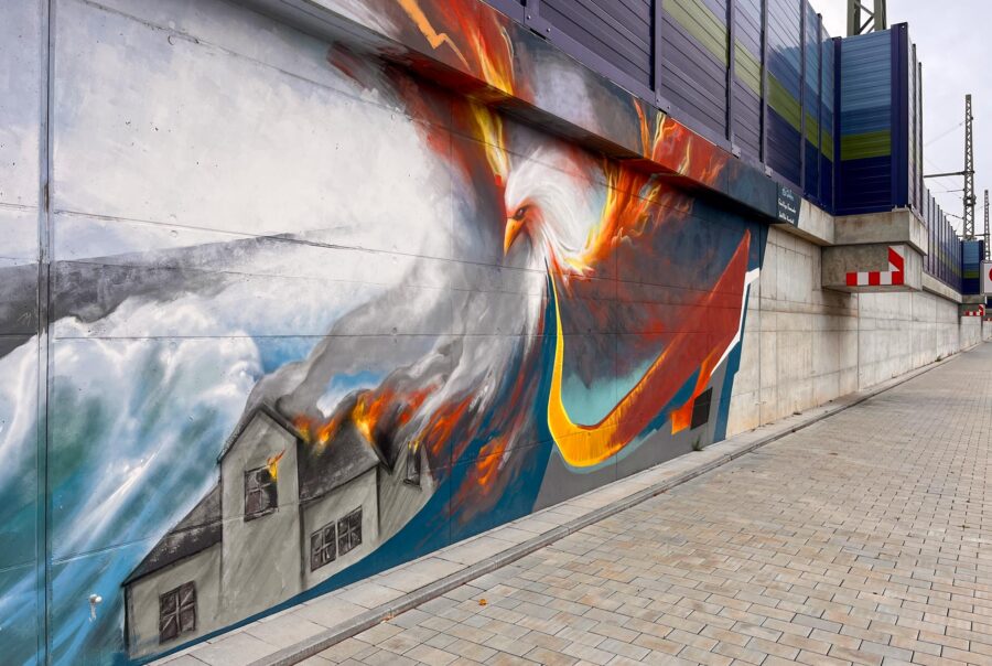 Feuerwehr-Wandbild in Bad Vilbel von Guido Zimmermann