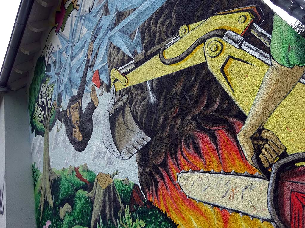 Mural in Frankfurt-Ginhheim: Mensch vs Natur