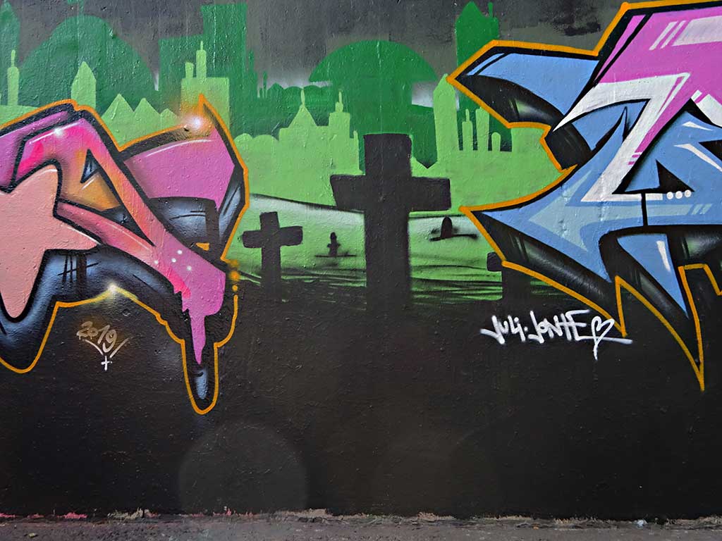 Graffiti bei der Hall of Fame am Ratswegkreisel in Frankfurt am Main