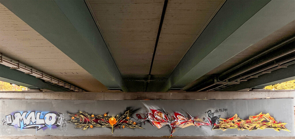 Freiluftgalerie Frankfurt an der Friedensbrücke: Bemalte Wände im Oktober 2026