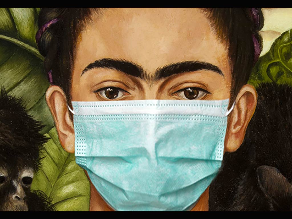 Coronavirus-Bildmontage mit Frida Kahlo