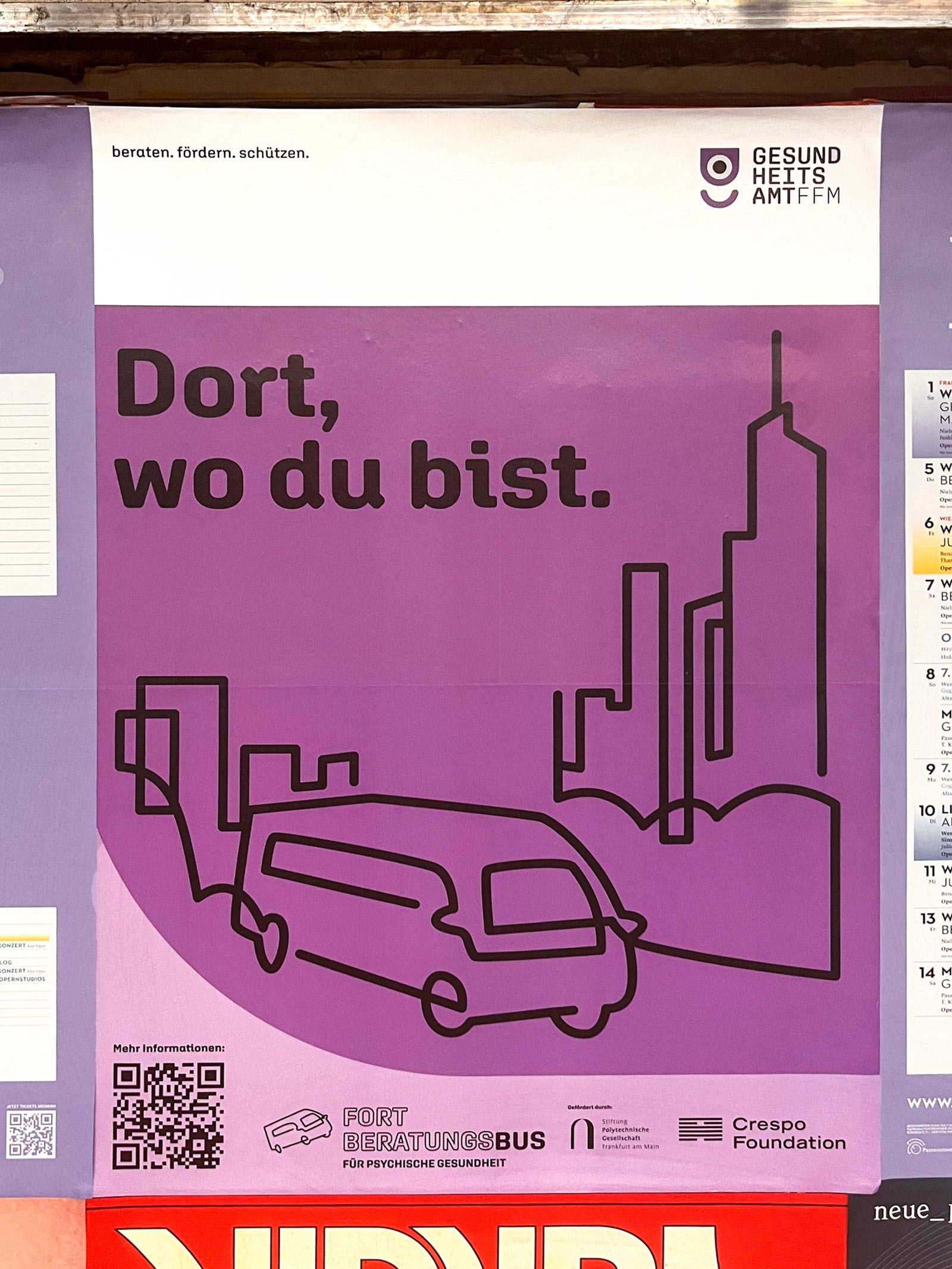 Plakat Design / Gestaltung in Frankfurt: Gesundheitsamt Frankfurt – Fortberatungsbus für psychische Gesundheit