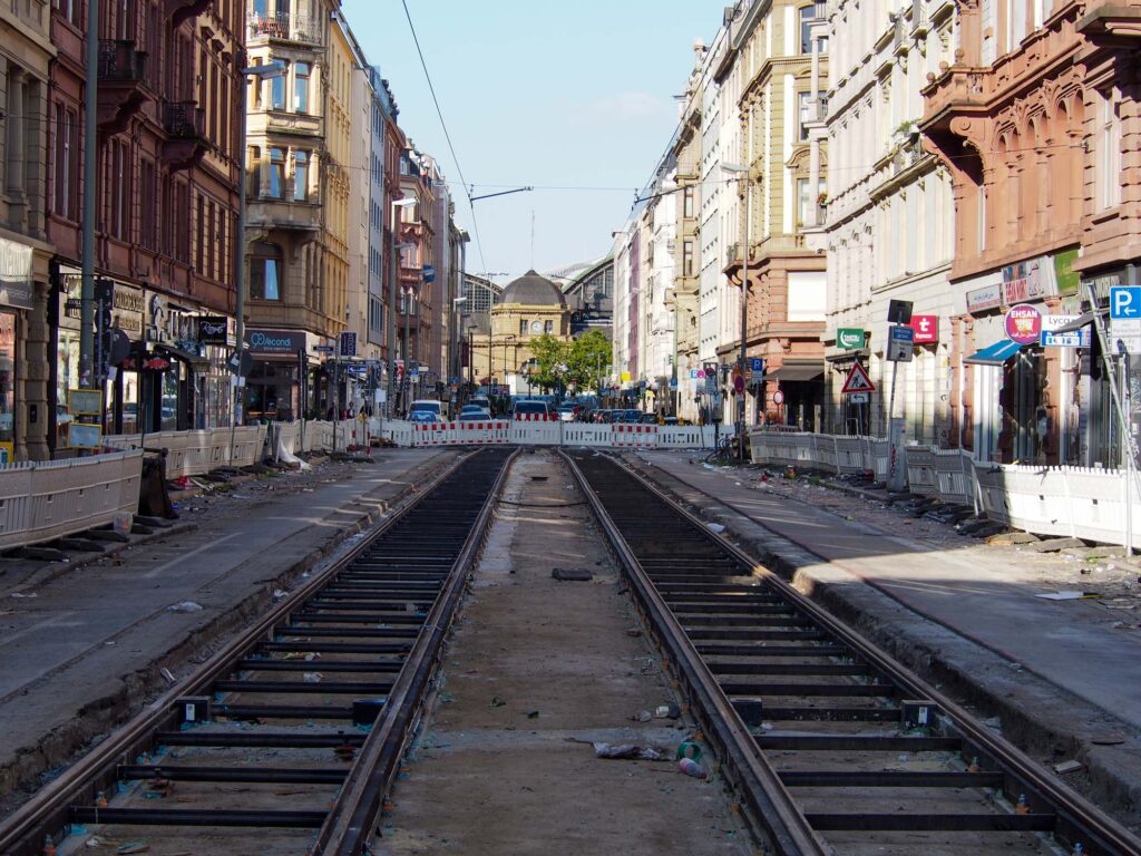Gleisbauarbeiten zwischen Willy-Brandt-Platz und Münchener Straße in Frankfurt am Main