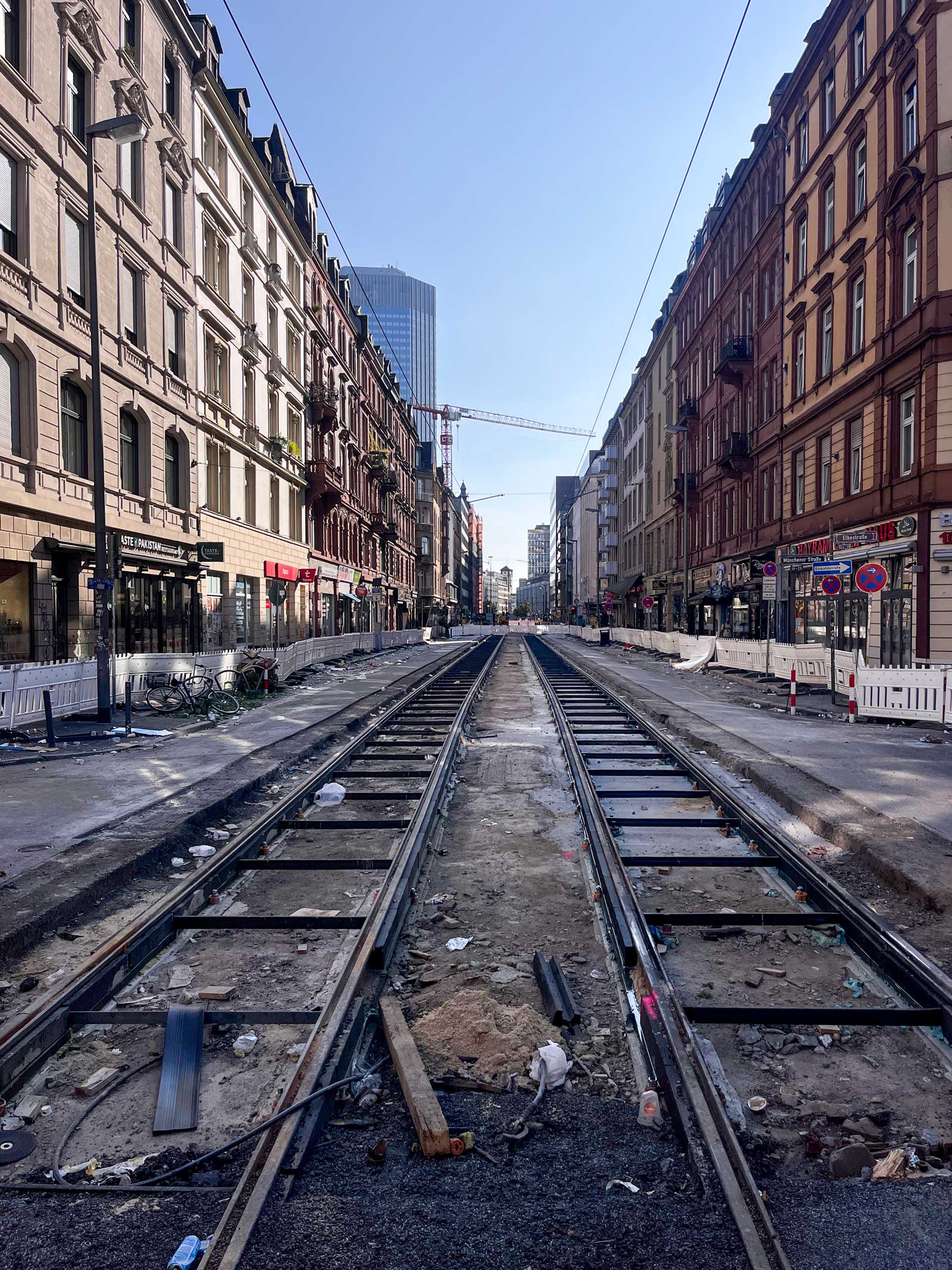 Gleisbauarbeiten zwischen Willy-Brandt-Platz und Münchener Straße in Frankfurt am Main