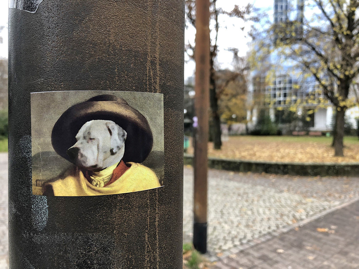 Aufkleber: Goethe mit Hundegesicht