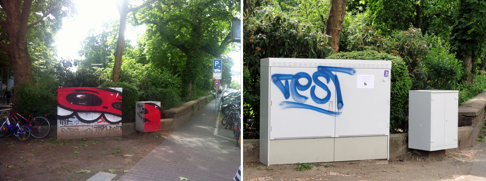 Graffitientfernung Vorher-Nacher