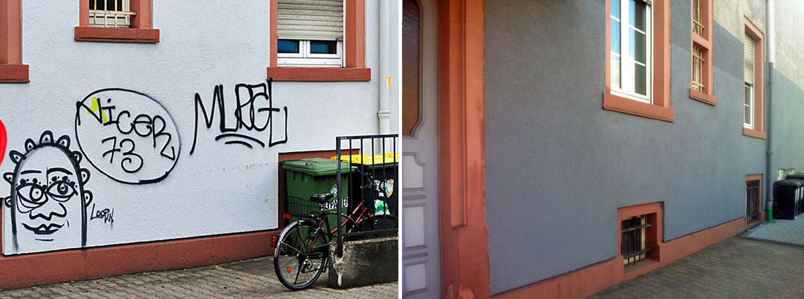 Graffitientfernung Vorher-Nacher