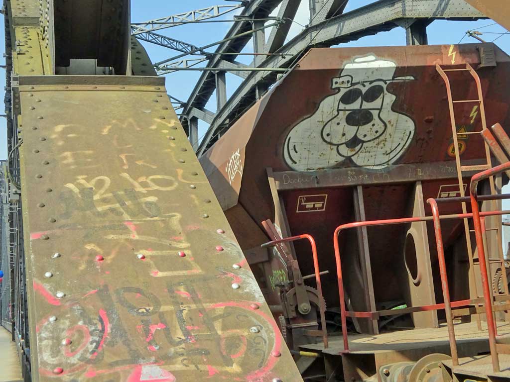 Graffiti eines Hundes auf einem Güterzug