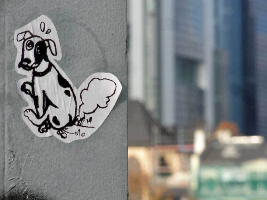 Streetart Aufkleber mit Hund