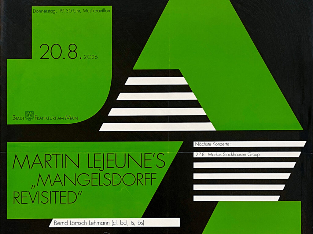 Grünes Plakat-Design der Veranstaltungsreihe „Jazz im Palmengarten 2026“ in Frankfurt am Main