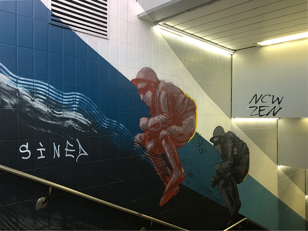 Künstlerisch gestaltete Murals in Frankfurt werden bekritzelt, besprüht und übermalt