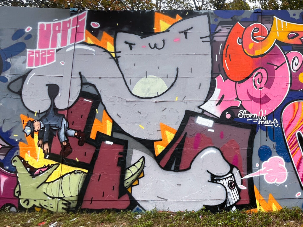 Bunt gestaltete Wände bei der Lincoln Wall Jam 2025 in Darmstadt